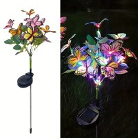 Lampa Solara cu Fluturi Multicolori pentru Gradina sau Terasa, IP65, cu Senzor de Lumina, 65cm Inaltime - 4