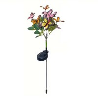 Lampa Solara cu Fluturi Multicolori pentru Gradina sau Terasa, IP65, cu Senzor de Lumina, 65cm Inaltime - 1
