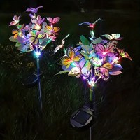 Lampa Solara cu Fluturi Multicolori pentru Gradina sau Terasa, IP65, cu Senzor de Lumina, 65cm Inaltime - 6