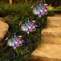 Lampa Solara cu Fluturi Multicolori pentru Gradina sau Terasa, IP65, cu Senzor de Lumina, 65cm Inaltime - 7