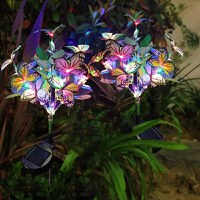 Lampa Solara cu Fluturi Multicolori pentru Gradina sau Terasa, IP65, cu Senzor de Lumina, 65cm Inaltime - 8