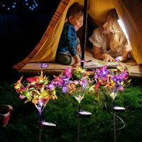 Lampa Solara cu Fluturi Multicolori pentru Gradina sau Terasa, IP65, cu Senzor de Lumina, 65cm Inaltime - 11