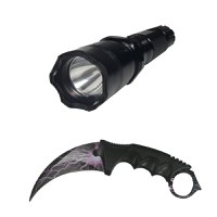 Lanterna cu electrosoc cu acumulator, LED, cutit karambit antrenament inclus - 9