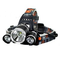 Lanterna De Cap 3 x Led Cree XML T6 MRG M-155, 2x Acumulatori 18650, Frontala, Negru - 2
