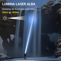 Lanterna de cap cu LED LASER + COB cu 3 acumulatori inclusi, senzor de miscare si ZOOM, Dasbo®, super luminoasa - 6