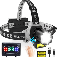 Lanterna de cap cu LED LASER + COB cu 3 acumulatori inclusi, senzor de miscare si ZOOM, Dasbo®, super luminoasa - 7