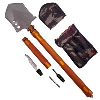 Lopata multifunctionala IdeallStore®, Outdoor Society, 10 in 1, otel inoxidabil, 76 cm, portocaliu - 1