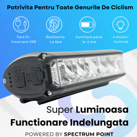Lumina frontala profesionala bicicleta, luminozitate 1000 lumeni, baterie interna 2000 mAh, incarcare USB, negru - 6