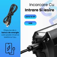 Lumina frontala profesionala bicicleta, luminozitate 1000 lumeni, baterie interna 2000 mAh, incarcare USB, negru - 4