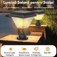 Lumina Solara de Gradina pentru Stalpi-Gard,cu 6 culori RGB si 3 moduri de iluminare Neutru/Cald/Rece, Rezistenta la Apa - 6