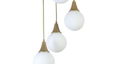Lustra, Opviq, metal si sticla, alb auriu, diametru 30 cm, inaltime 70 cm