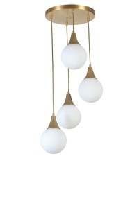 Lustra, Opviq, metal si sticla, alb auriu, diametru 30 cm, inaltime 70 cm - 1