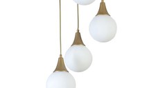 Lustra, Opviq, metal si sticla, alb auriu, diametru 30 cm, inaltime 70 cm