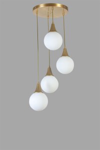 Lustra, Opviq, metal si sticla, alb auriu, diametru 30 cm, inaltime 70 cm - 4