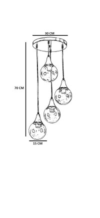 Lustra, Opviq, metal si sticla, alb auriu, diametru 30 cm, inaltime 70 cm - 5