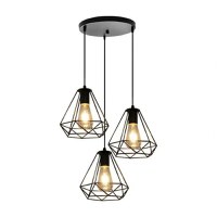 Lustra vintage cu 3 pendule, 3x40W, Neagra, Lumina Calda/Rece/Naturala - 3