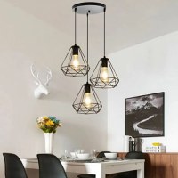 Lustra vintage cu 3 pendule, 3x40W, Neagra, Lumina Calda/Rece/Naturala - 1