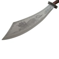 Maceta de vanatoare IdeallStore®, Dragon Stance, otel inoxidabil, 65 cm, argintiu, cutit de aruncat, teaca inclusa - 2