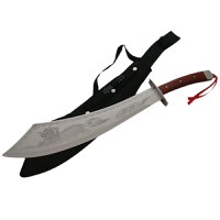 Maceta de vanatoare IdeallStore®, Dragon Stance, otel inoxidabil, 65 cm, argintiu, cutit de aruncat, teaca inclusa - 5