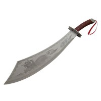 Maceta de vanatoare IdeallStore®, Dragon Stance, otel inoxidabil, 65 cm, argintiu, cutit de aruncat, teaca inclusa - 3