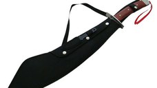 Maceta de vanatoare IdeallStore®, Dragon Stance, otel inoxidabil, 65 cm, argintiu, cutit de aruncat, teaca inclusa