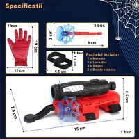Manusa Spiderman cu ventuze,sfoara si lansator, IdeallStore®, rosu - 7