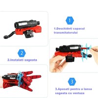 Manusi Spiderman cu ventuze,sfoara si lansator, IdeallStore®, rosu - 1