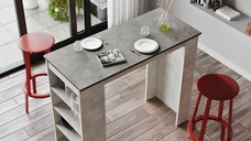 Masa de bar Hanah Home, gri, din PAL melaminat, 120 x 51.6 x 101.8 cm