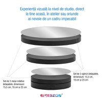 Masa Rotativa 360 electronica Foto si Video, EMESZON® RT3601, Oglinda, Stand Rotativ 3 in 1, Prezentare produse, Negru - 2