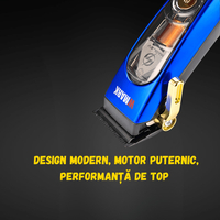 Masina Tuns Profesionala, 10.000 RPM, LED, Lame Titan, Zero Gap, USB Rapid, Rezistenta Apa, Albastra - 6