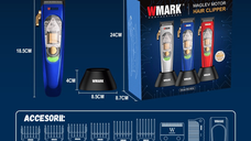 Masina Tuns Profesionala, 10.000 RPM, LED, Lame Titan, Zero Gap, USB Rapid, Rezistenta Apa, Albastra