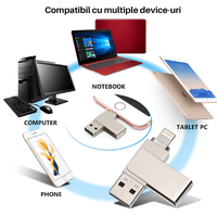 Memorie USB Dual Drive pentru Smartphone-uri, Tablete si Calculatoare, 8 Gbps, USB 3.1, USB Type-C, Metal, Argintiu - 7
