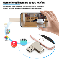 Memorie USB Dual Drive pentru Smartphone-uri, Tablete si Calculatoare, 8 Gbps, USB 3.1, USB Type-C, Metal, Argintiu - 2