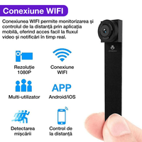 Micro camera ascunsa, VD06A, WIFI, detectarea miscarii, vedere nocturna, 1080P, Android/iOS, autonomie  5 ore - 1