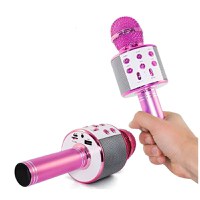 Microfon Wireless Karaoke MRG MWS858, Bluetooth, Reincarcabil, Boxa, Roz - 1