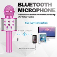 Microfon Wireless Karaoke MRG MWS858, Bluetooth, Reincarcabil, Boxa, Roz - 4