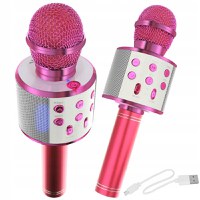 Microfon Wireless Karaoke MRG MWS858, Bluetooth, Reincarcabil, Boxa, Roz - 3