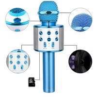 Microfon Wireless Karaoke MRG MWS858, Reincarcabil, Boxa, Albastru - 1