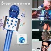 Microfon Wireless Karaoke MRG MWS858, Reincarcabil, Boxa, Albastru - 5