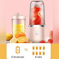Mini Blender Portabil MRG M1153, Electric, Acumulator, 2 Recipiente, Roz - 5