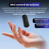 Mini camera de actiune, 1080P Full HD, baterie 800 mAh, autonomie 180 min inregistrare continua, pandativ magnetic - 4