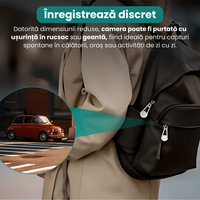 Mini camera supraveghere, 1080P, detectie miscare, baterie 2600mAh, DIY, telecomanda wireless, inregistrare in bucla - 4