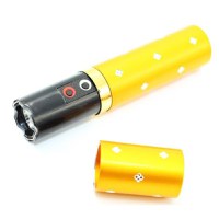 Mini electrosoc in forma de ruj cu lanterna, auriu - 1