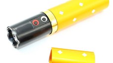 Mini electrosoc in forma de ruj cu lanterna, auriu