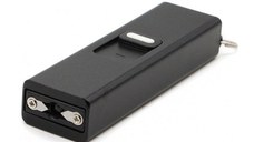 Mini electrosoc tip breloc cu lanterna, negru