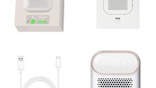 Mini Purificator portabil de aer cu ozon, GlowforHome, pana la 10 mp, LCD, 3600mAh, autonomie 36H, alb