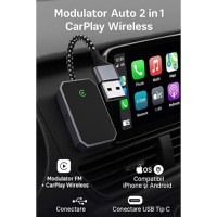 Modulator Auto 2 in 1 CarPlay Wireless – Modulator FM Multifunctional, Compatibil iPhone si Android - 3