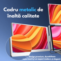 Monitor Extensibil si Portabil pentru laptop, Qova®, 3 Ecrane Full HD 1200P de 14" inch, sRGB 100%, pliabile si rotative - 6