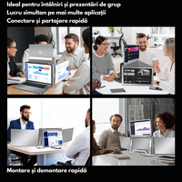Monitor Extensibil si Portabil pentru laptop, Qova®, 3 Ecrane Full HD 1200P de 14" inch, sRGB 100%, pliabile si rotative - 8
