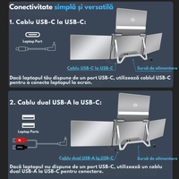 Monitor Extensibil si Portabil pentru laptop, Qova®, 3 Ecrane Full HD 1200P de 14" inch, sRGB 100%, pliabile si rotative - 1